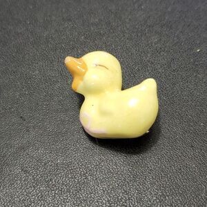 Yellow ceramic duck brooch